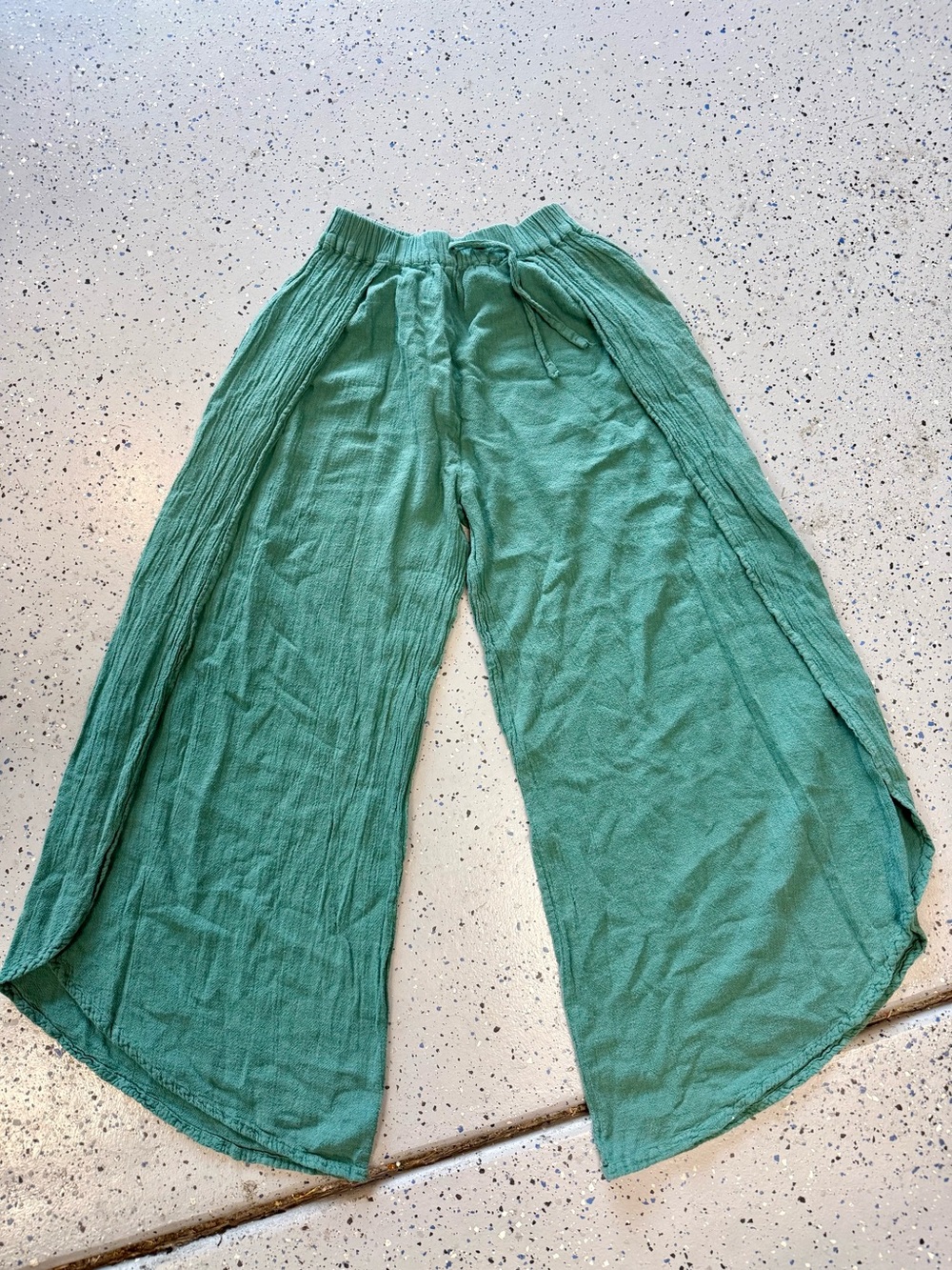 Beach Wide Leg Green Gauze Lounge Pants